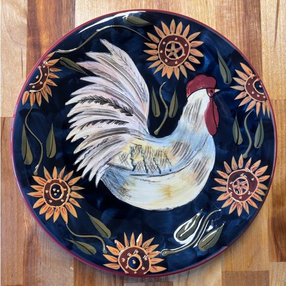 Susan Winget Set of 4 Sunrise Rooster with Sunflowers Salad Plates 8.5” - Picture 4 of 7